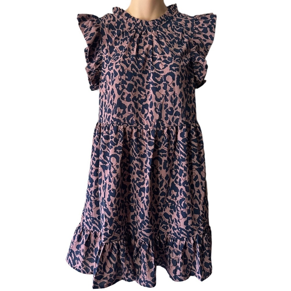 Miss Sparkling Chic Ruffled Leopard Print Mini Dress